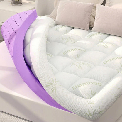  - sinweek.com 4 Inch Dual Layer Bamboo Mattress Topper - 2'' Gel Memory Foam and 2'' Pillow Top Pad