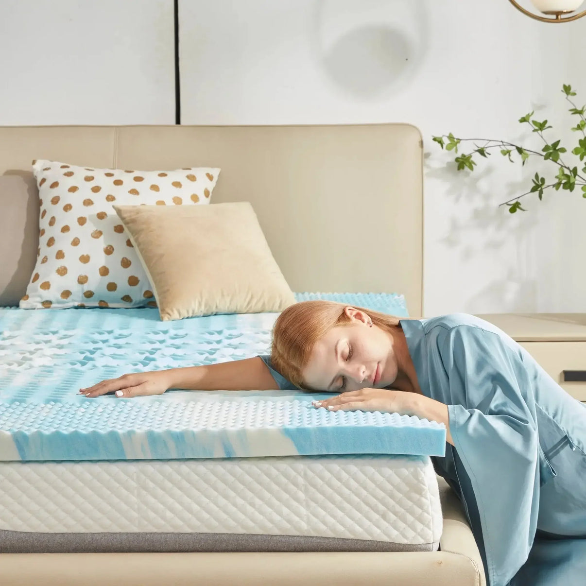 SINWEEK 5-Zone Memory Foam Mattress Topper for Targeted Pressure Relief? King / 2 Inch-Blue