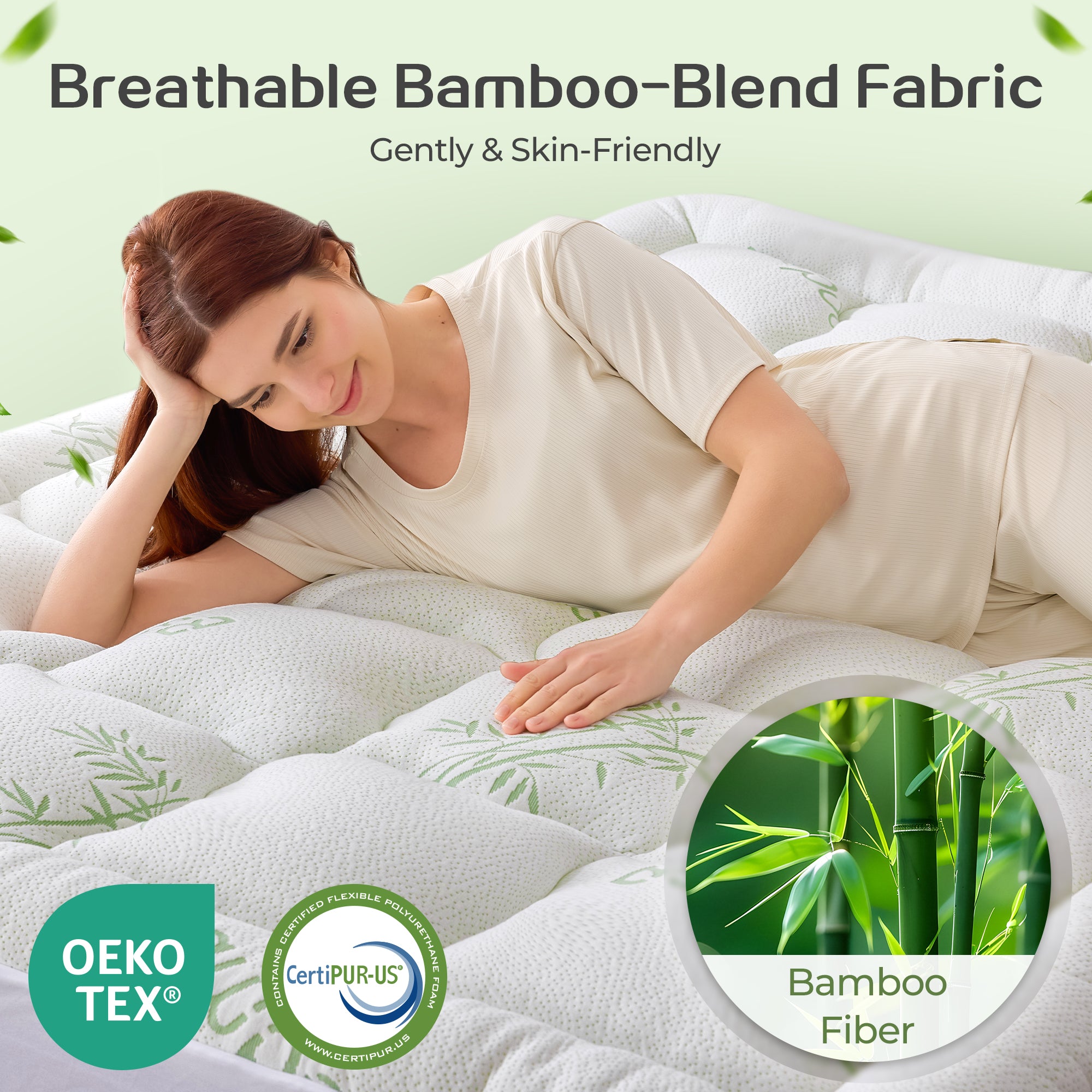  - sinweek.com 4 Inch Dual Layer Bamboo Mattress Topper - 2'' Gel Memory Foam and 2'' Pillow Top Pad