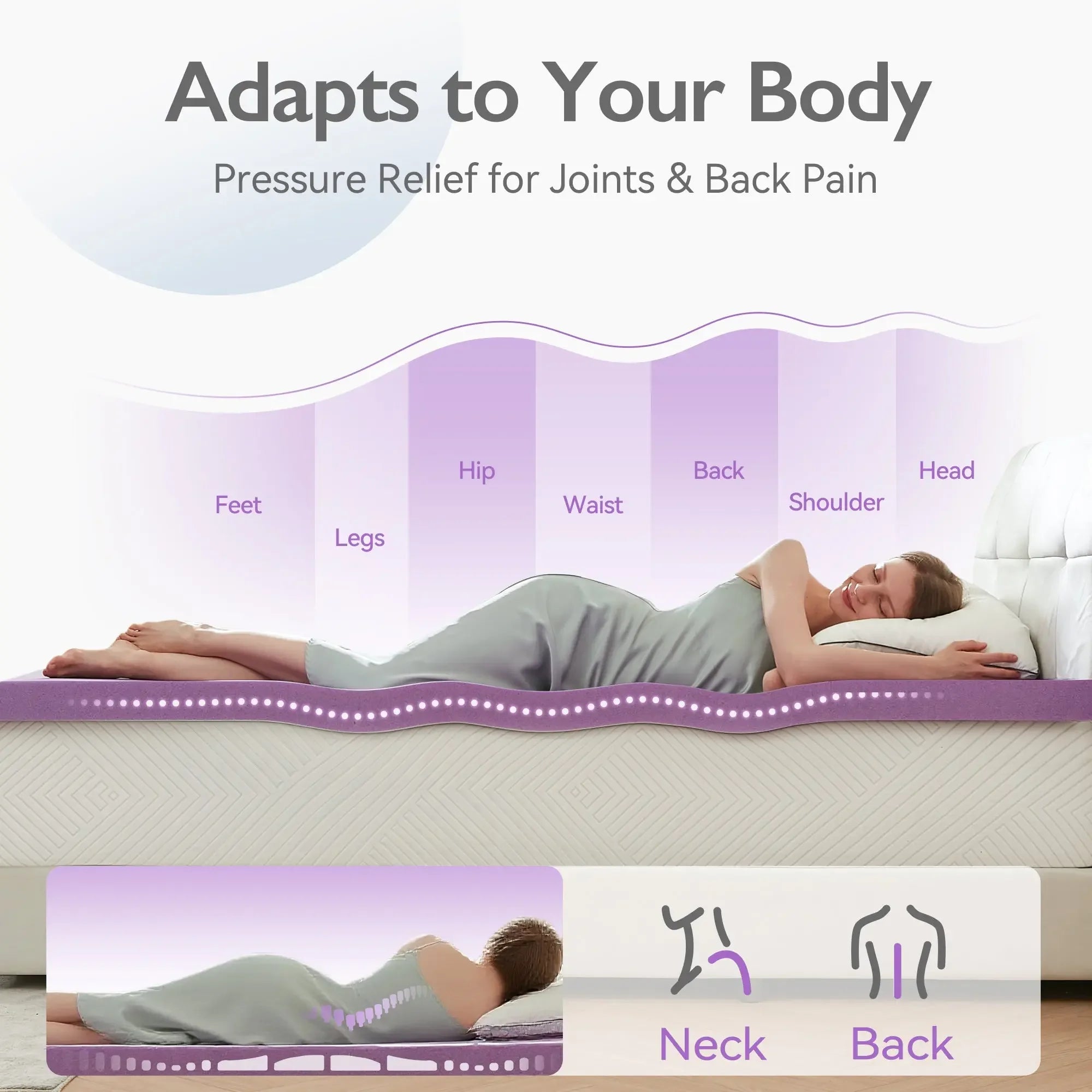  - sinweek.com SINWEEK 2 Inch Soft Gel Memory Foam Mattress Topper