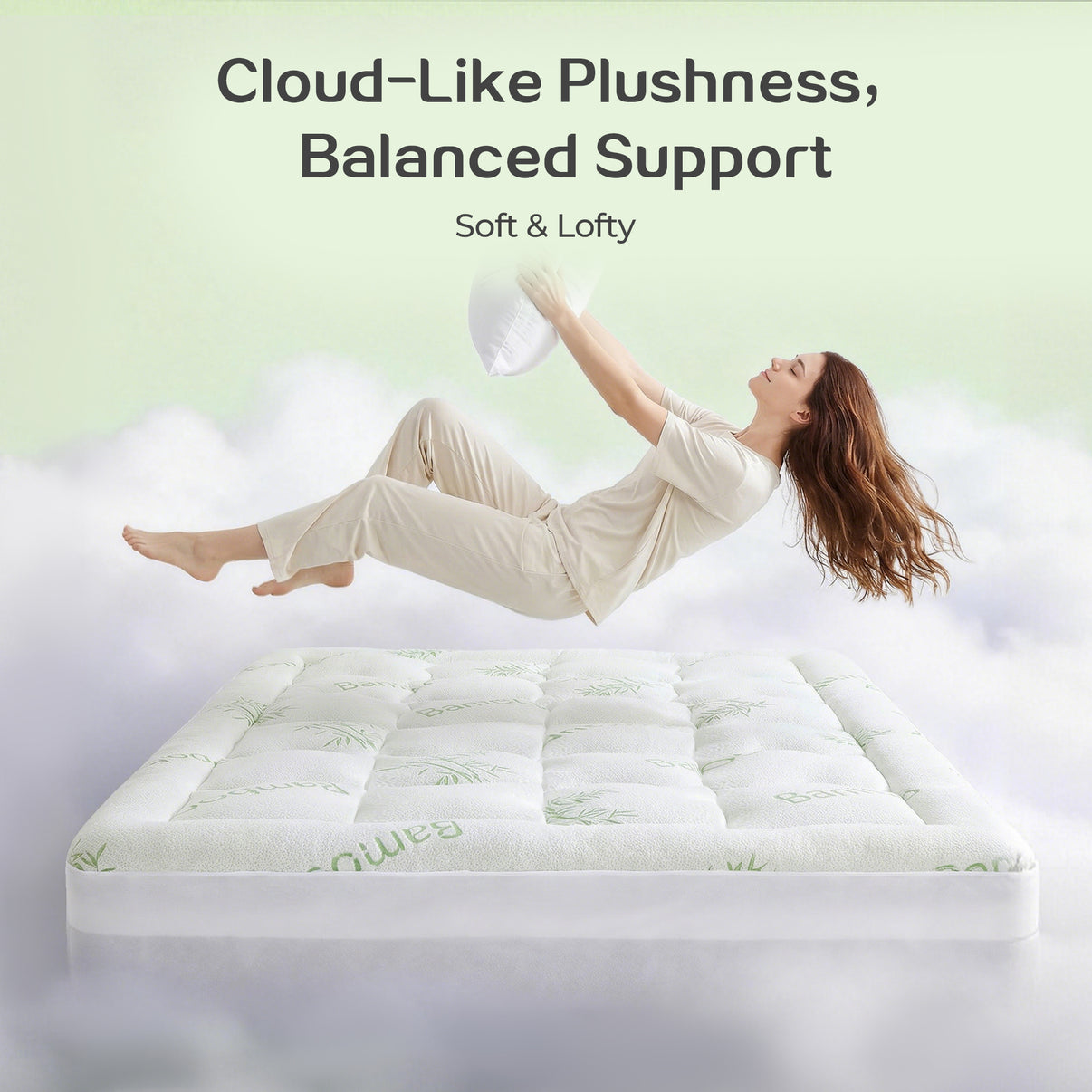  - sinweek.com 4 Inch Dual Layer Bamboo Mattress Topper - 2'' Gel Memory Foam and 2'' Pillow Top Pad