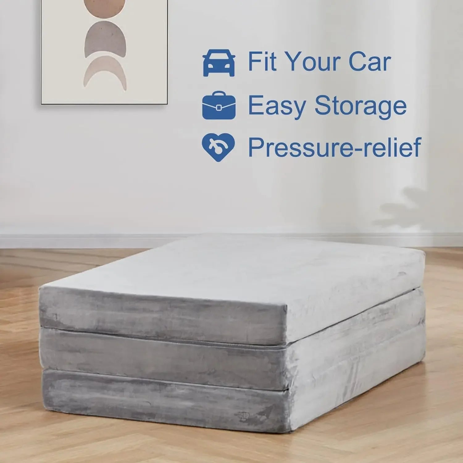  - sinweek.com 4 Inch Tri - Folding Memory Foam Mattress Topper - Washable Cover & Portable