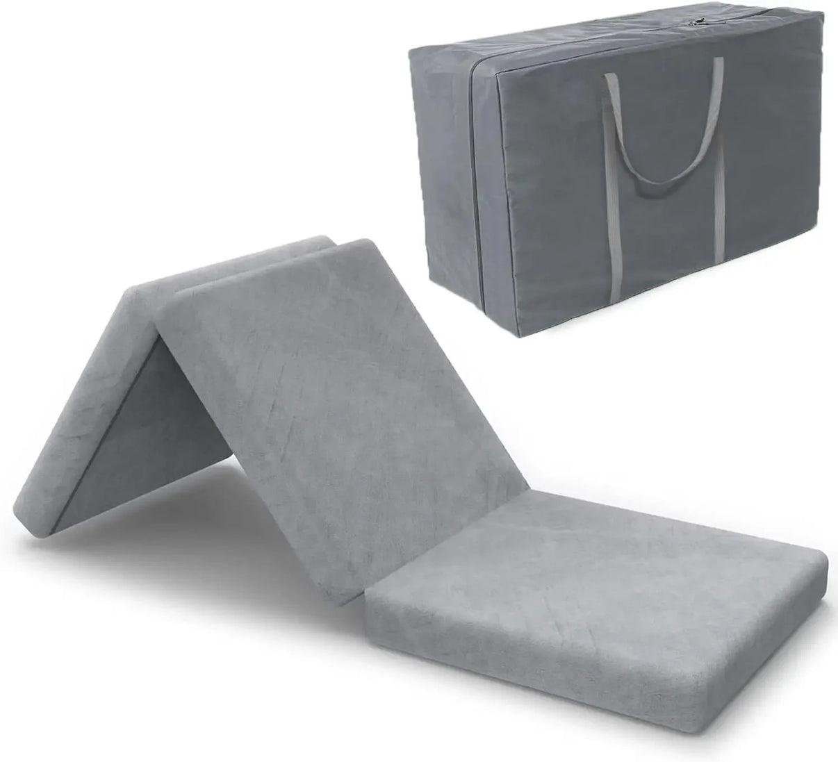  - sinweek.com 4 Inch Tri - Folding Memory Foam Mattress Topper - Washable Cover & Portable