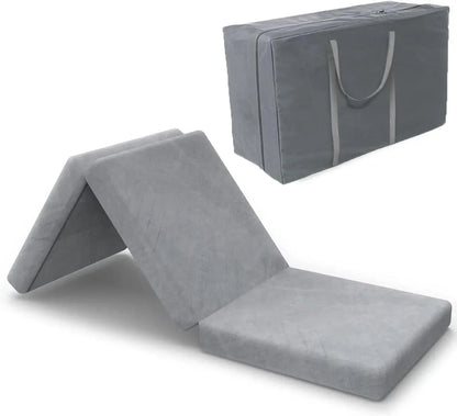  - sinweek.com 4 Inch Tri - Folding Memory Foam Mattress Topper - Washable Cover & Portable