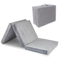 4 Inch Tri - Folding Memory Foam Mattress Topper - Washable Cover & Portable