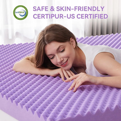 SINWEEK 2 Inch Egg Crate Memory Foam Mattress Topper - Cooling Gel, Soft & Breathable 