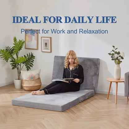  - sinweek.com 4 Inch Tri - Folding Memory Foam Mattress Topper - Washable Cover & Portable