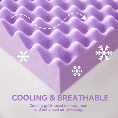 SINWEEK 2 Inch Egg Crate Memory Foam Mattress Topper - Cooling Gel, Soft & Breathable 