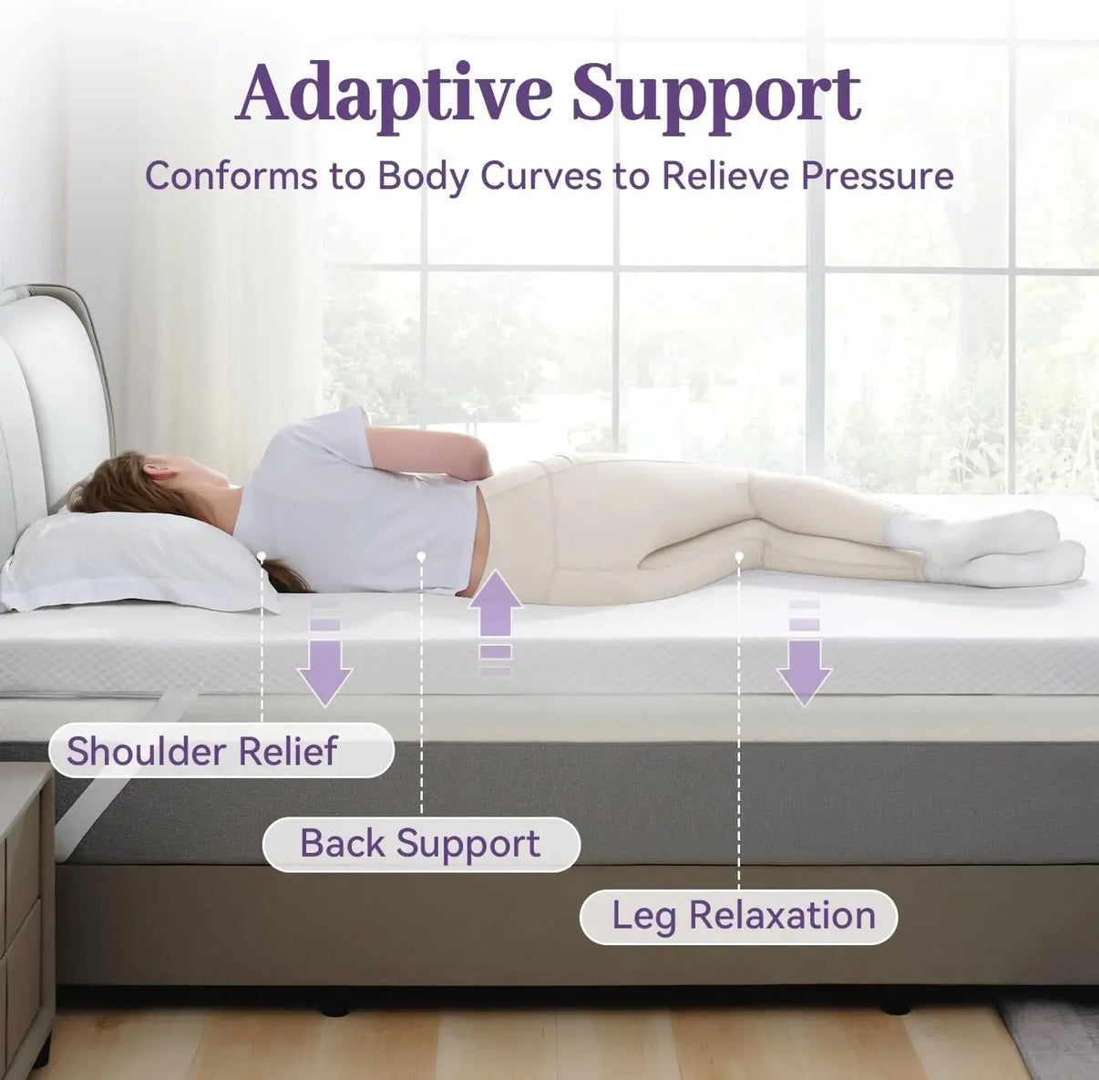 SINWEEK 3 Inch Soft Gel Memory Foam Mattress Topper for Back Pain with Removable Soft Cover  