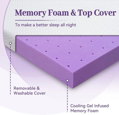 SINWEEK 3 Inch Soft Gel Memory Foam Mattress Topper for Back Pain with Removable Soft Cover  
