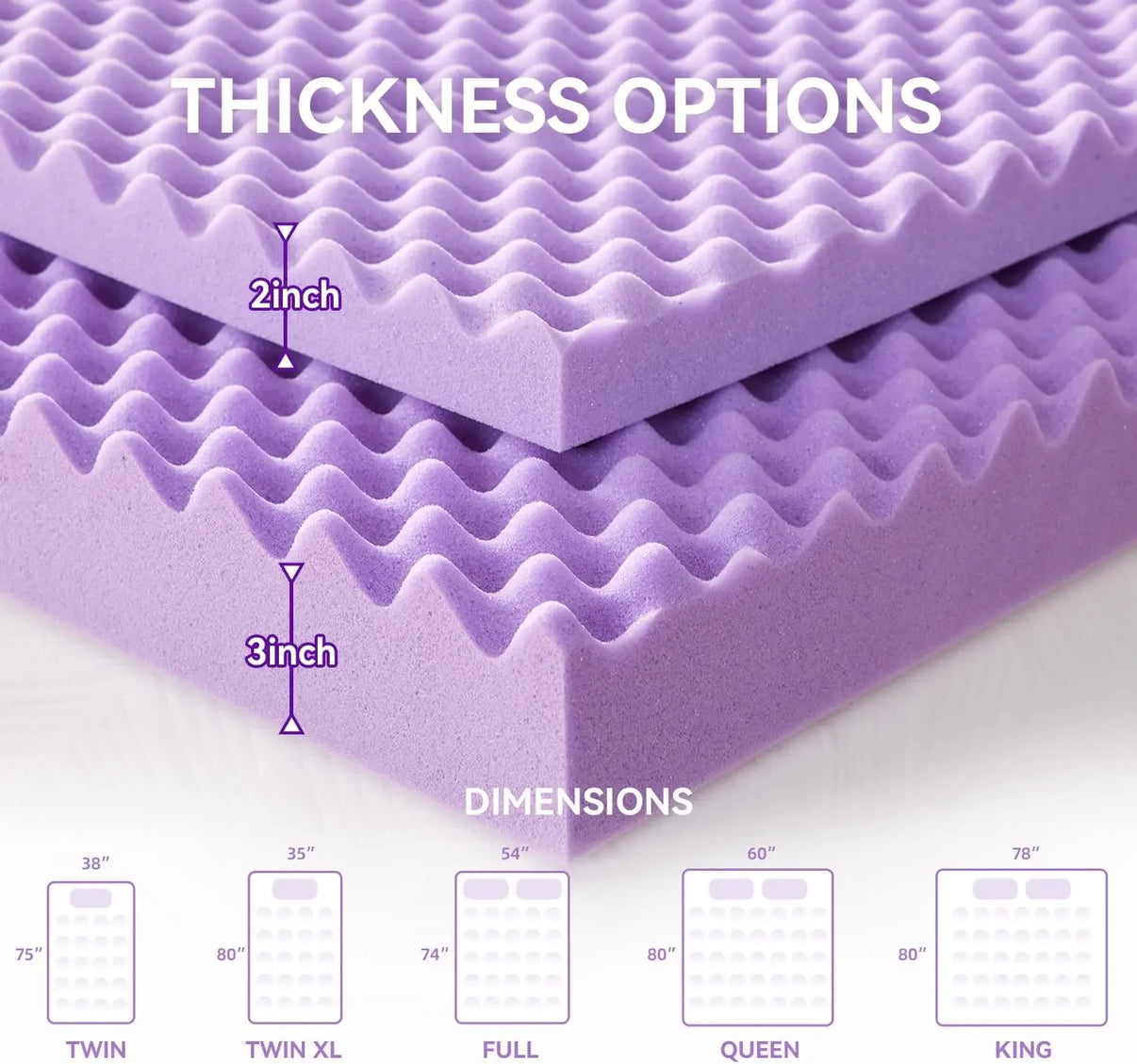 SINWEEK 2 Inch Egg Crate Memory Foam Mattress Topper - Cooling Gel, Soft & Breathable 