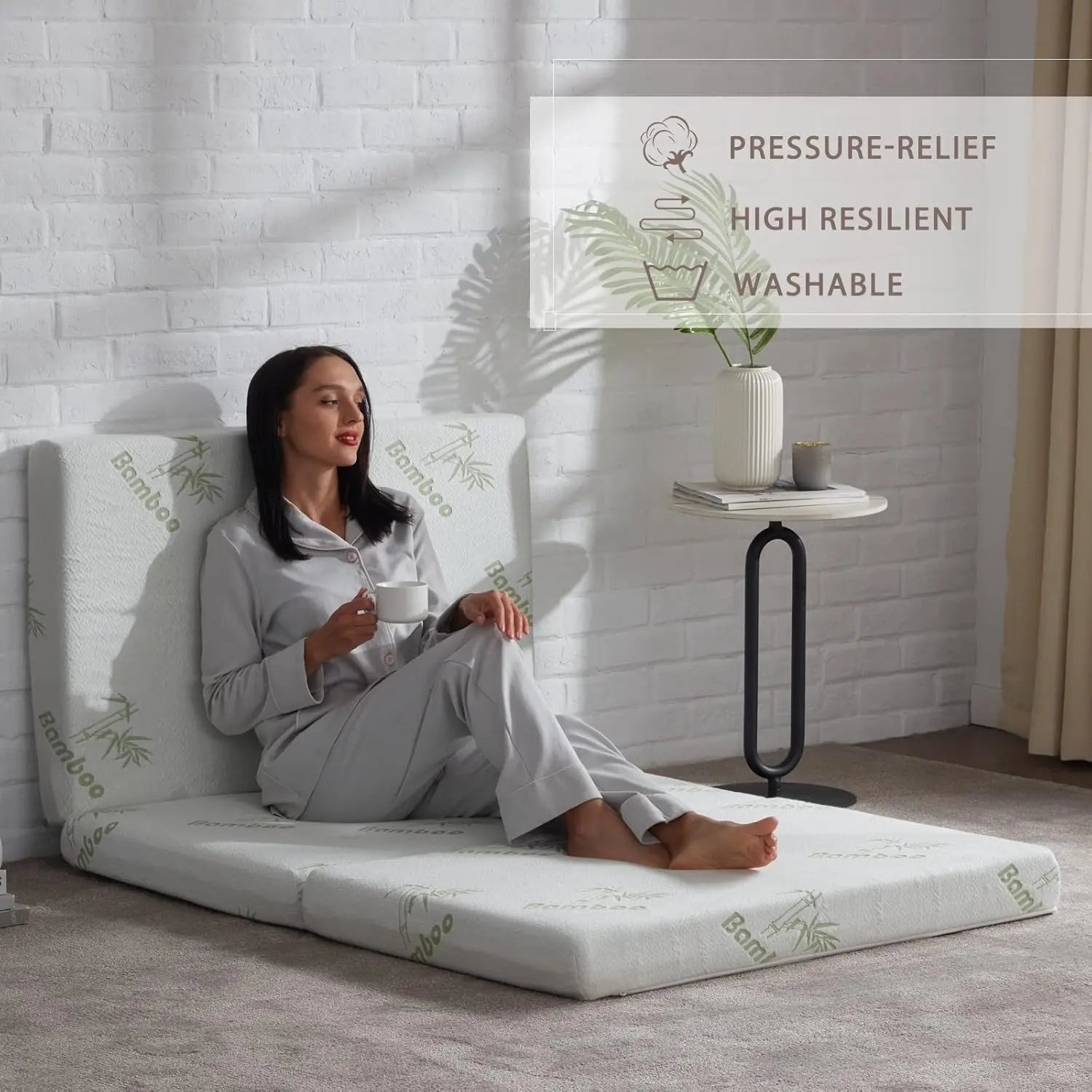 SINWEEK 4 Inch Tri-Folding Memory Foam Mattress - Portable Guest Bed with Storage Bag 