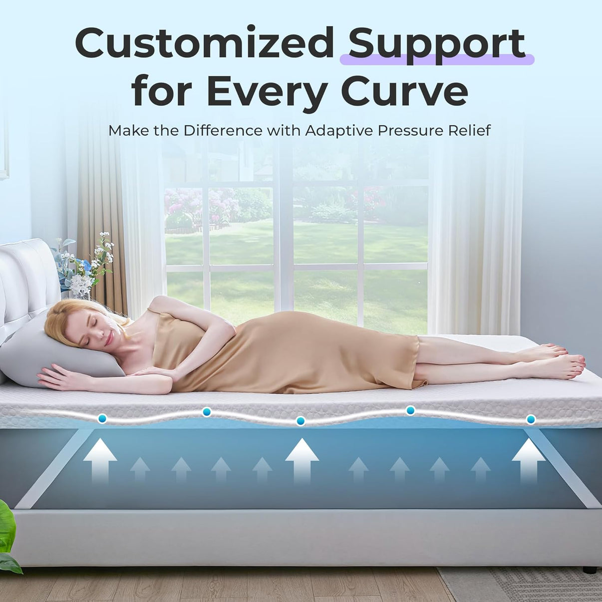 SINWEEK 3 Inch Gel Memory Foam Mattress Topper King Size, Ventilated High Density Pad for Body Pain, Bed Topper with Cooling Cover, CertiPUR-US & Oeko-Tex Certified