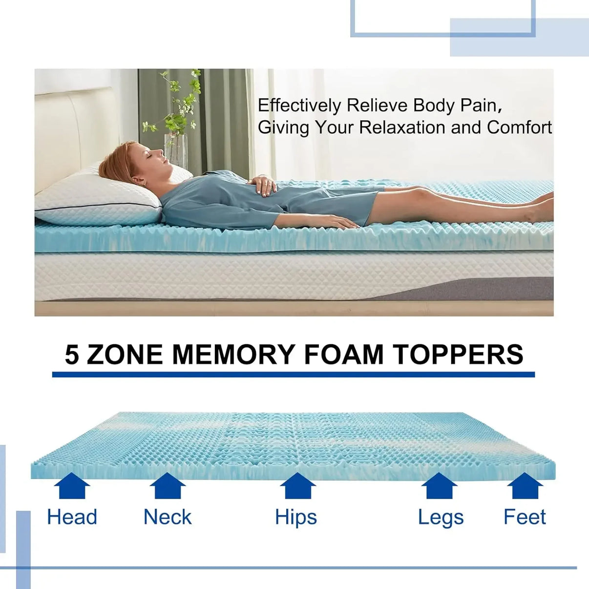 SINWEEK 5-Zone Memory Foam Mattress Topper for Targeted Pressure Relief? 