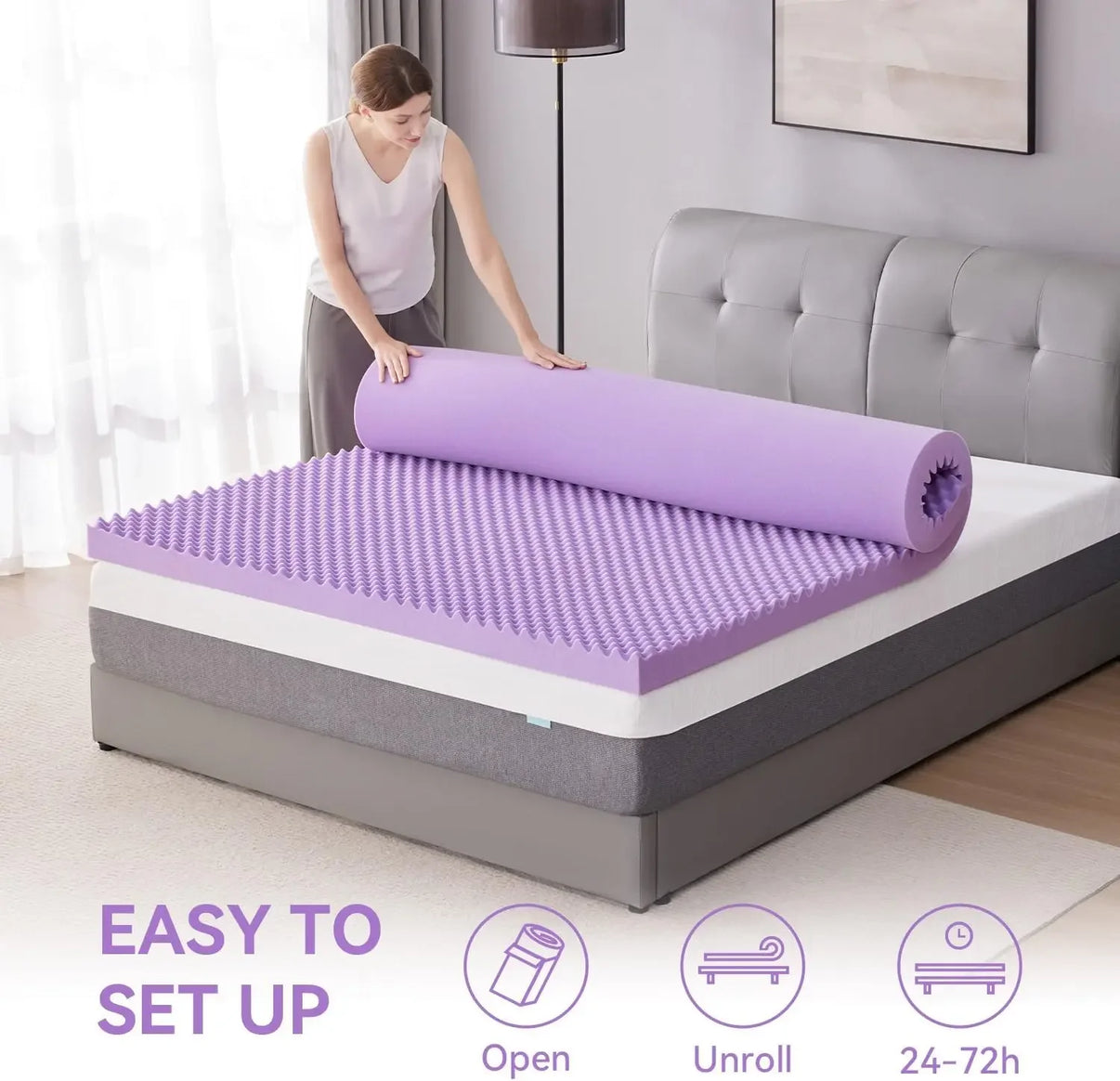 SINWEEK 2 Inch Egg Crate Memory Foam Mattress Topper - Cooling Gel, Soft & Breathable 