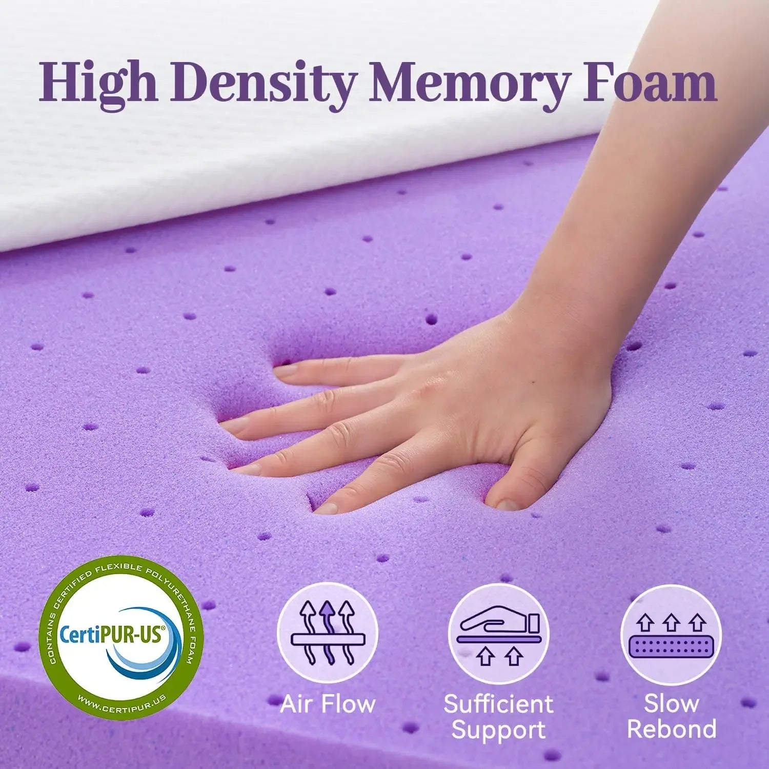SINWEEK 3 Inch Soft Gel Memory Foam Mattress Topper for Back Pain with Removable Soft Cover  