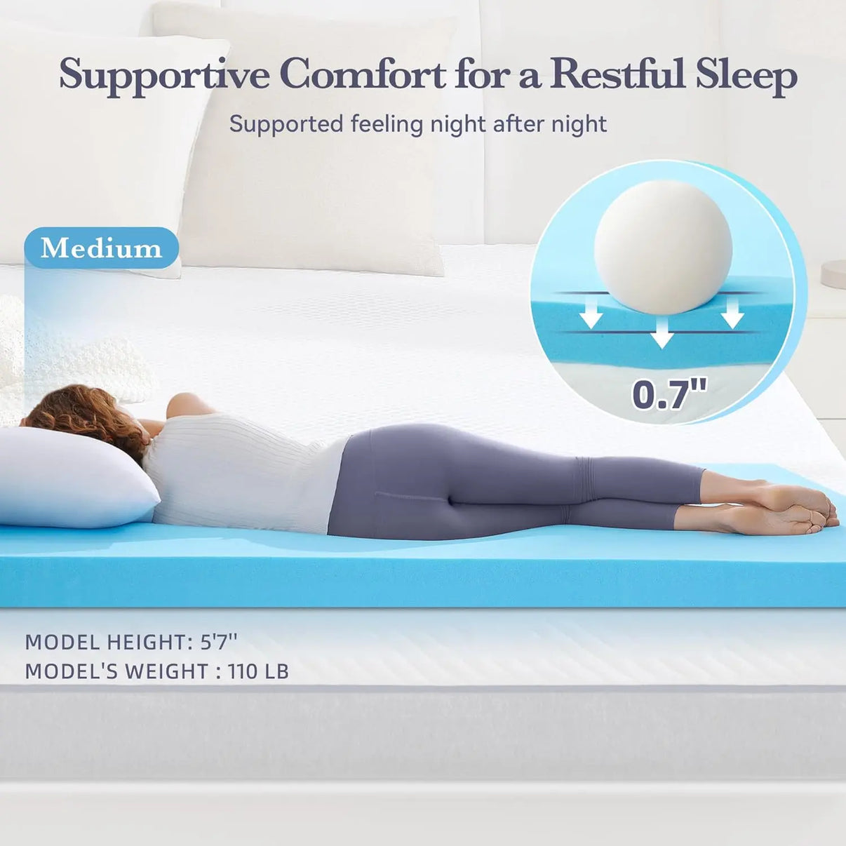 SINWEEK 3 Inch Medium to Firm Cooling Memory Foam Mattress Topper - sinweek.com