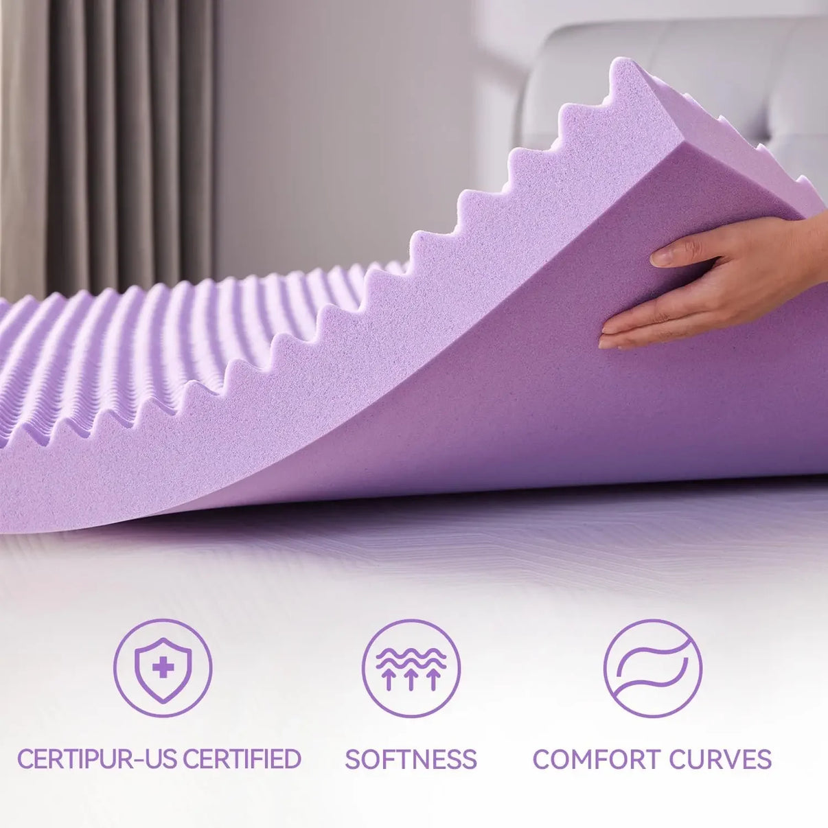 SINWEEK 2 Inch Egg Crate Memory Foam Mattress Topper - Cooling Gel, Soft & Breathable 