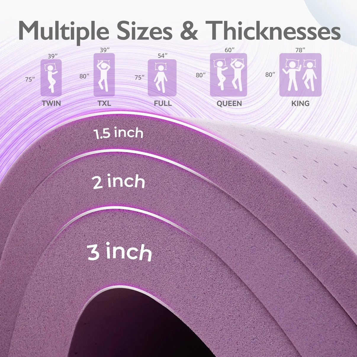  - sinweek.com SINWEEK 2 Inch Soft Gel Memory Foam Mattress Topper