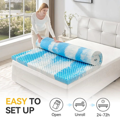 SINWEEK 2 Inch Egg Crate Memory Foam Mattress Topper - Cooling Airflow Design