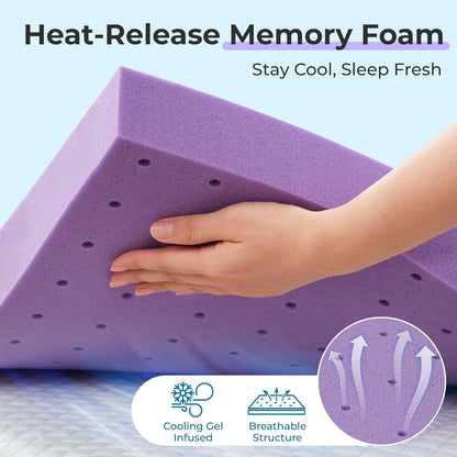 SINWEEK 3 Inch Gel Memory Foam Mattress Topper King Size, Ventilated High Density Pad for Body Pain, Bed Topper with Cooling Cover, CertiPUR-US & Oeko-Tex Certified