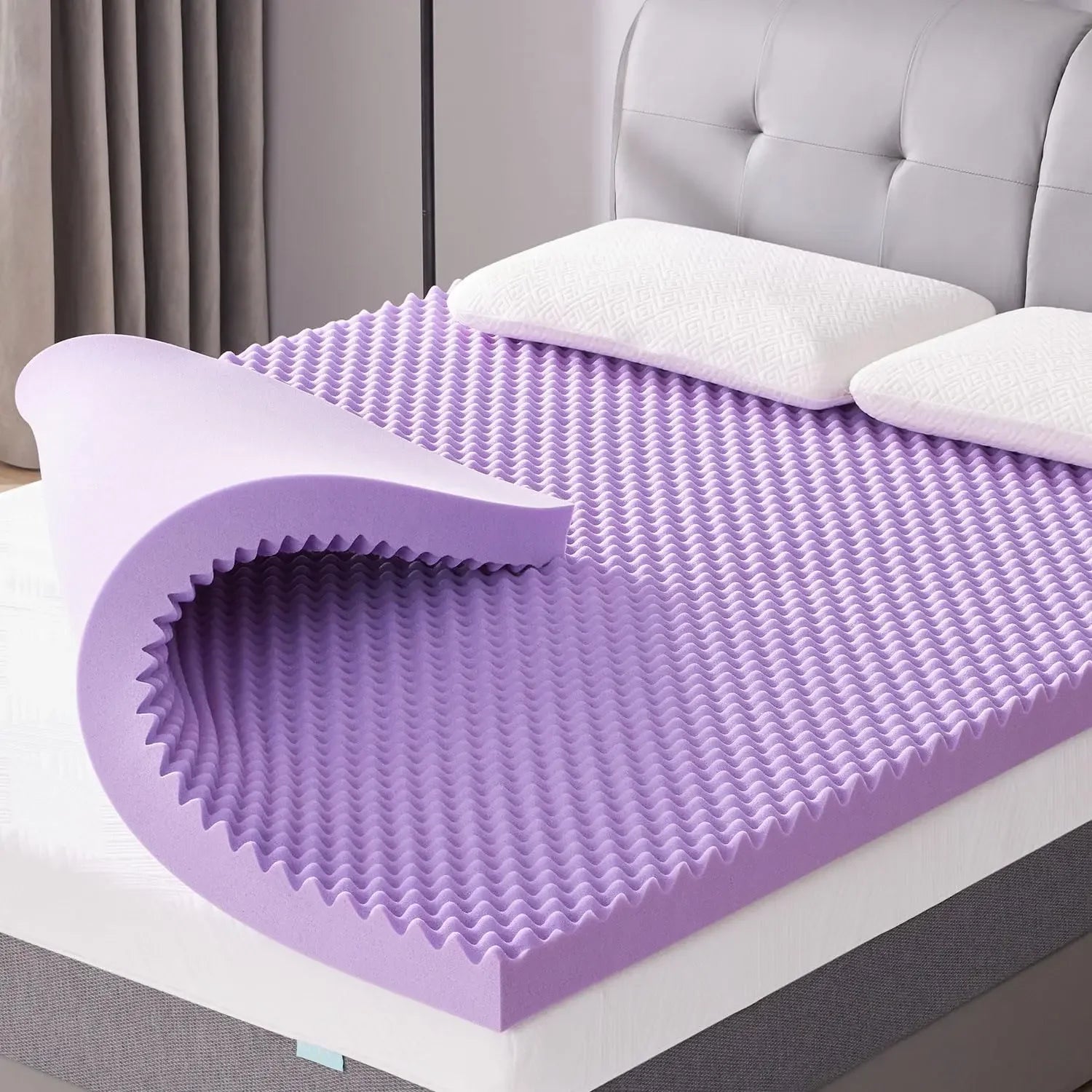 SINWEEK 2 Inch Egg Crate Memory Foam Mattress Topper - Cooling Gel, Soft & Breathable 4 Inch / Queen