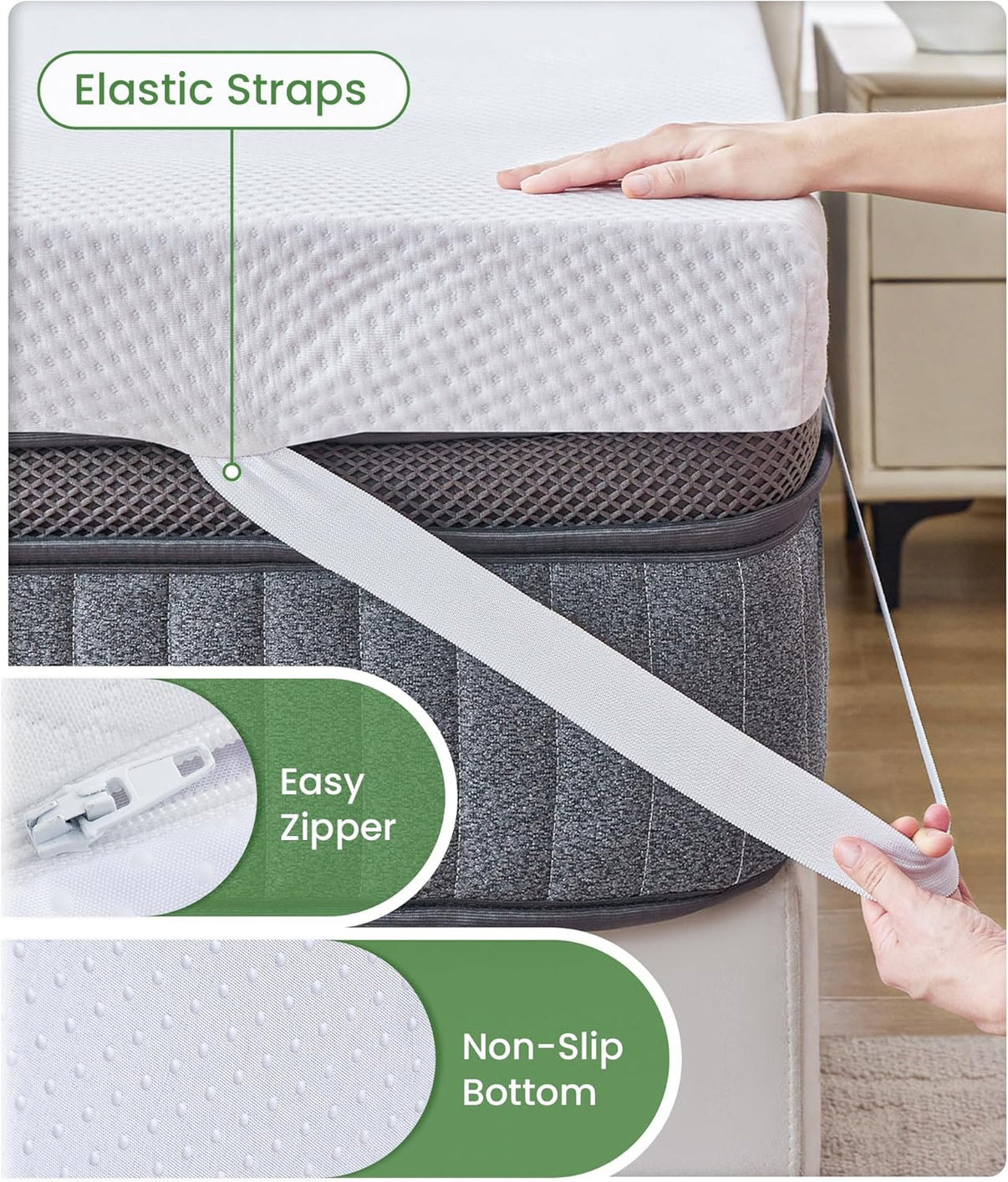  - sinweek.com SINWEEK 3 Inch Memory Foam Mattress Topper with Breathable Bamboo Cover