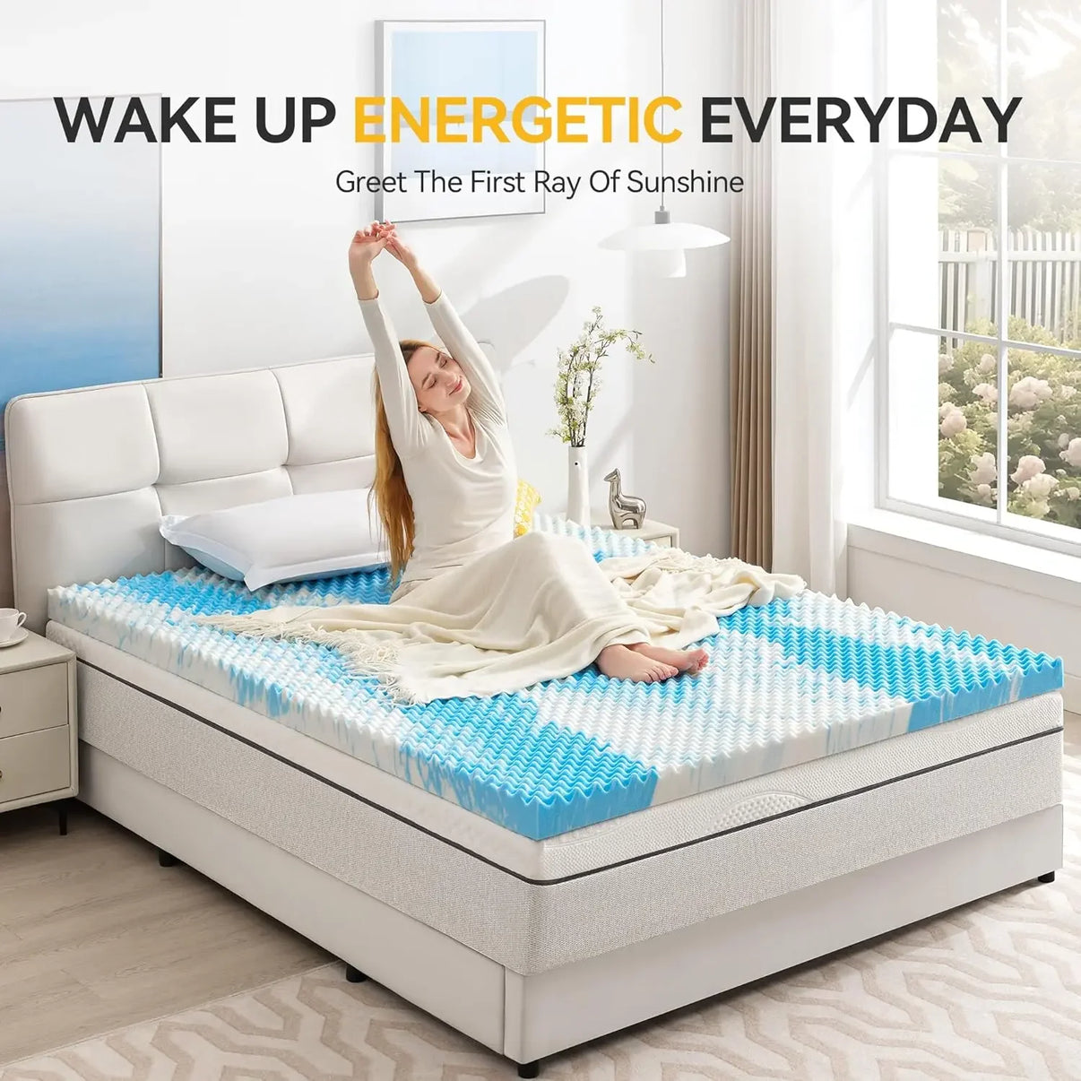SINWEEK 2 Inch Egg Crate Memory Foam Mattress Topper - Cooling Airflow Design