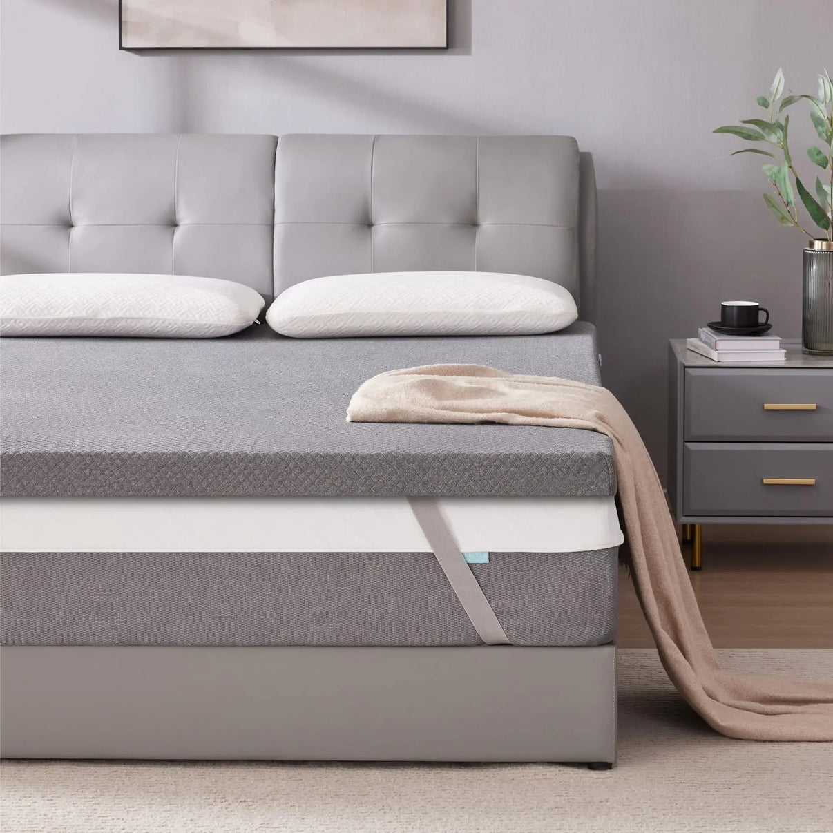 SINWEEK 3 Inch Soft Gel Memory Foam Mattress Topper for Back Pain with Removable Soft Cover  3 Inch (Grey Cover) / King