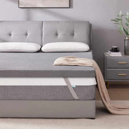 SINWEEK 3 Inch Soft Gel Memory Foam Mattress Topper for Back Pain with Removable Soft Cover  3 Inch (Grey Cover) / King