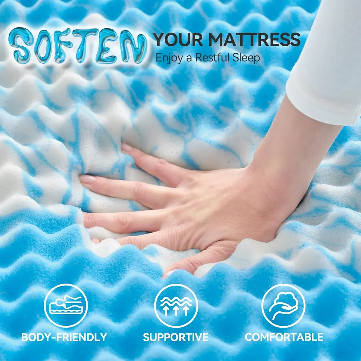 SINWEEK 2 Inch Egg Crate Memory Foam Mattress Topper - Cooling Airflow Design