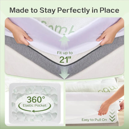  - sinweek.com SINWEEK 4 Inch Dual Layer Bamboo Mattress Topper - 2'' Gel Memory Foam and 2'' Pillow Top Pad