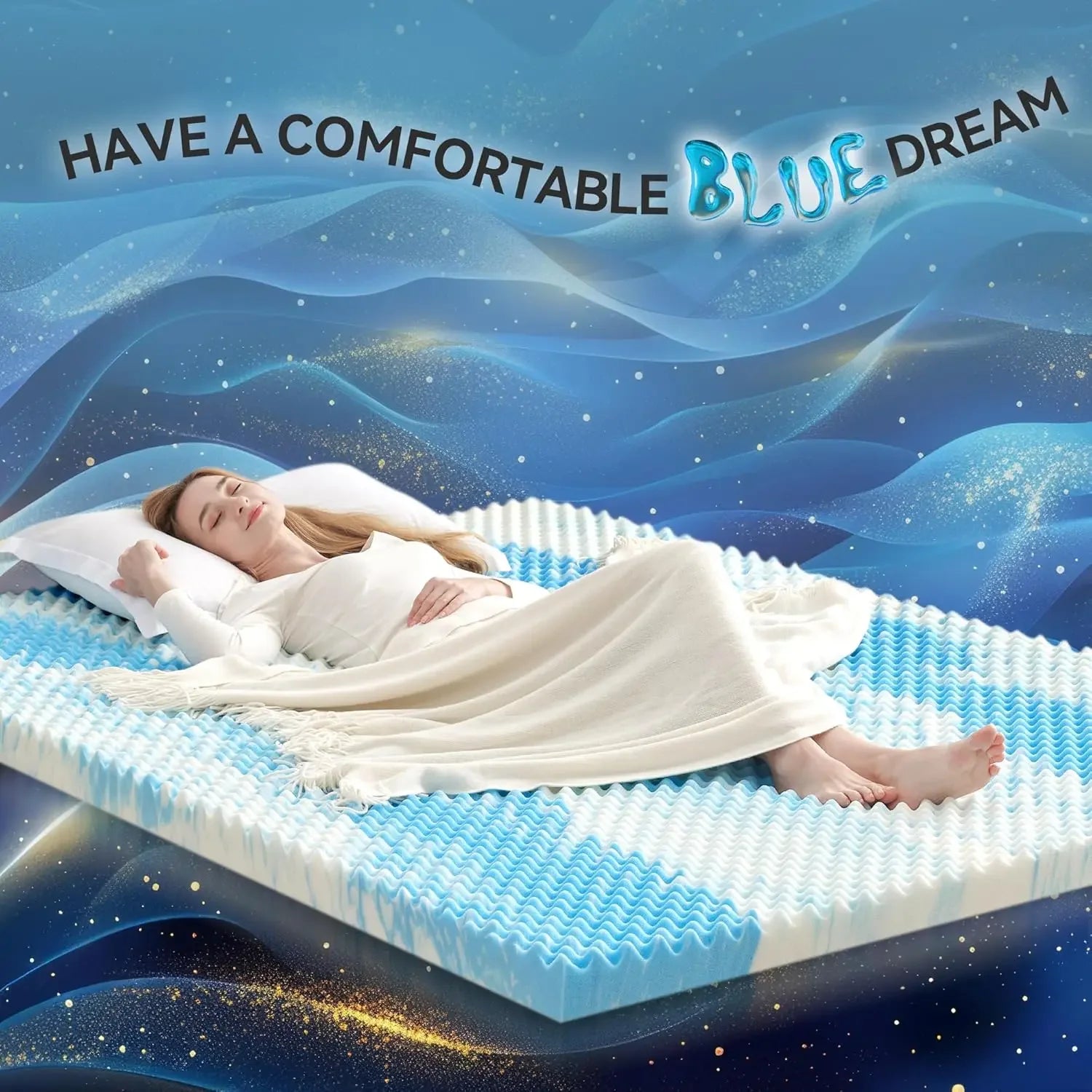 SINWEEK 2 Inch Egg Crate Memory Foam Mattress Topper - Cooling Airflow Design