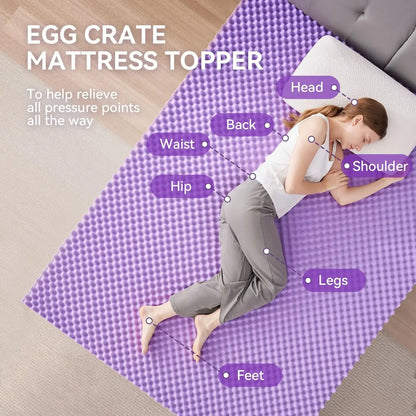 SINWEEK 2 Inch Egg Crate Memory Foam Mattress Topper - Cooling Gel, Soft & Breathable 
