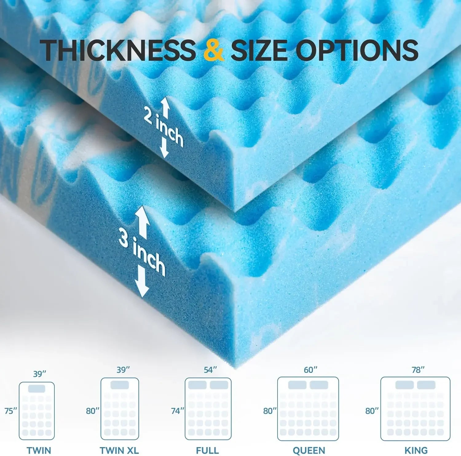 SINWEEK 2 Inch Egg Crate Memory Foam Mattress Topper - Cooling Airflow Design