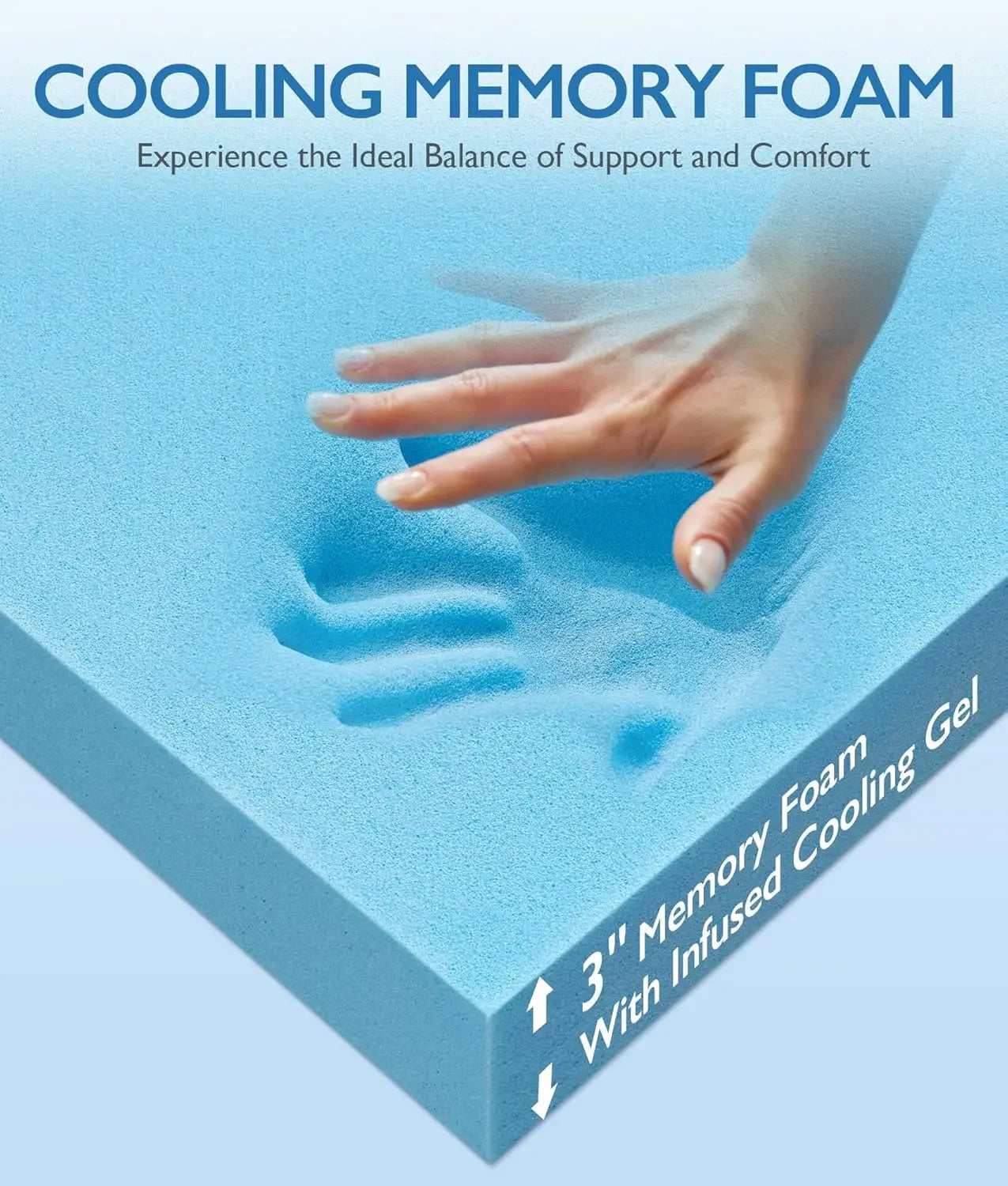 SINWEEK 3 Inch Cooling Gel Memory Foam Mattress Topper - Breathable & Temperature Regulating  