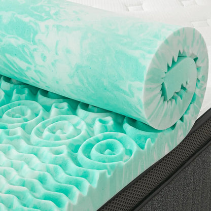 SINWEEK 5-Zone Memory Foam Mattress Topper for Targeted Pressure Relief? King / 2 Inch-Green