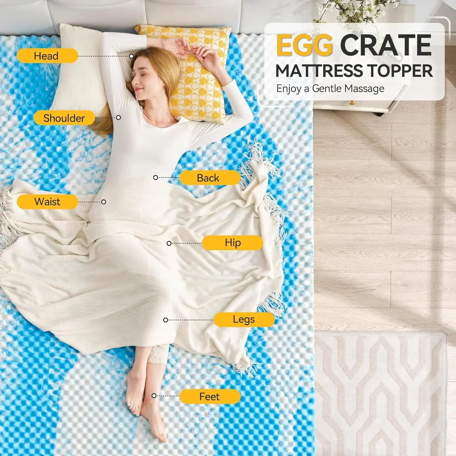 SINWEEK 2 Inch Egg Crate Memory Foam Mattress Topper - Cooling Airflow Design
