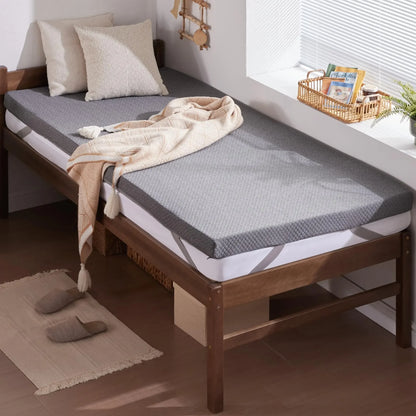 SINWEEK 3 Inch Soft Gel Memory Foam Mattress Topper for Back Pain with Removable Soft Cover  3 Inch (Grey Cover) / Twin