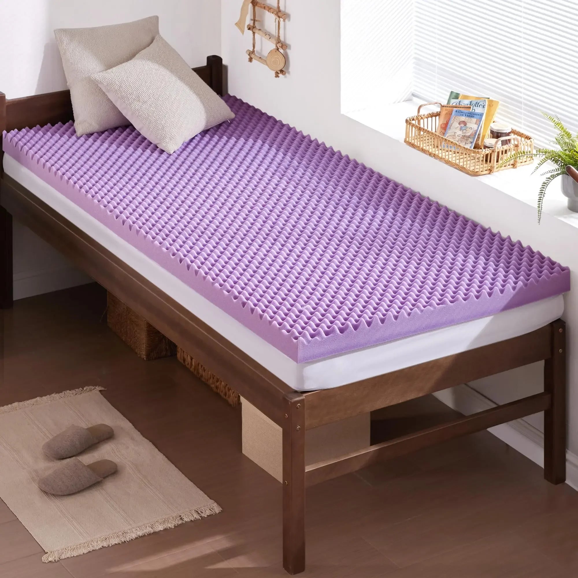 Memory Foam Mattress Topper丨2 Inch Egg Crate, Twin Mattress