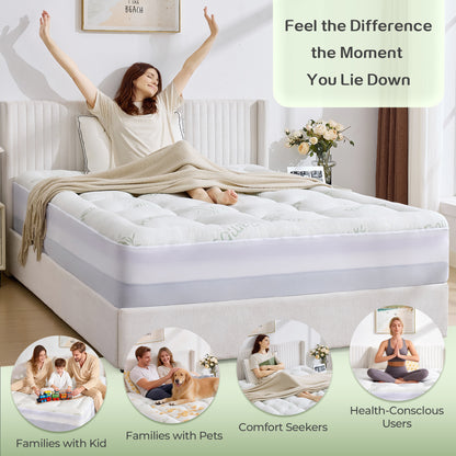  - sinweek.com 4 Inch Dual Layer Bamboo Mattress Topper - 2'' Gel Memory Foam and 2'' Pillow Top Pad