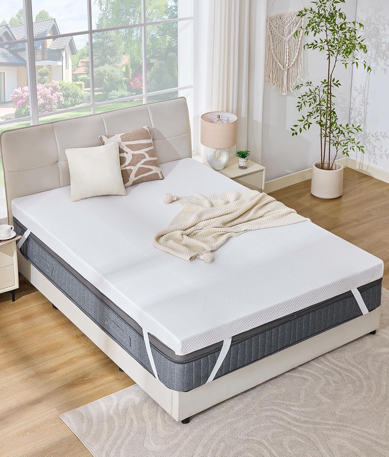  - sinweek.com SINWEEK 3 Inch Memory Foam Mattress Topper with Breathable Bamboo Cover