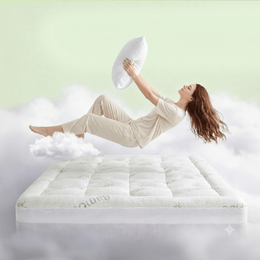 4 Inch Dual Layer Bamboo Mattress Topper - 2'' Gel Memory Foam and 2'' Pillow Top Pad