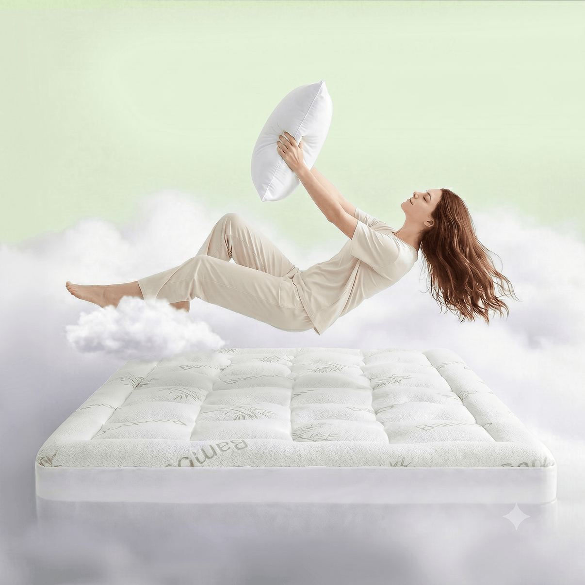  - sinweek.com 4 Inch Dual Layer Bamboo Mattress Topper - 2'' Gel Memory Foam and 2'' Pillow Top Pad