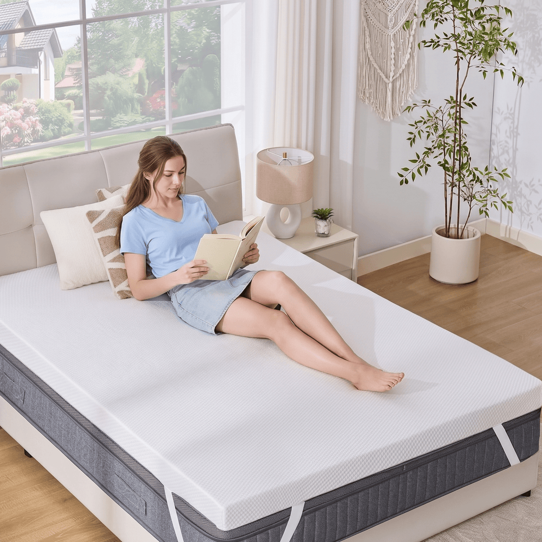 SINWEEK 3 Inch Memory Foam Mattress Topper with Breathable Bamboo Cover