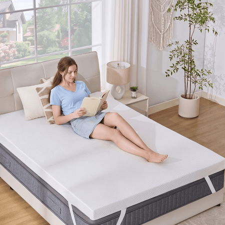 SINWEEK 3 Inch Memory Foam Mattress Topper with Breathable Bamboo Cover