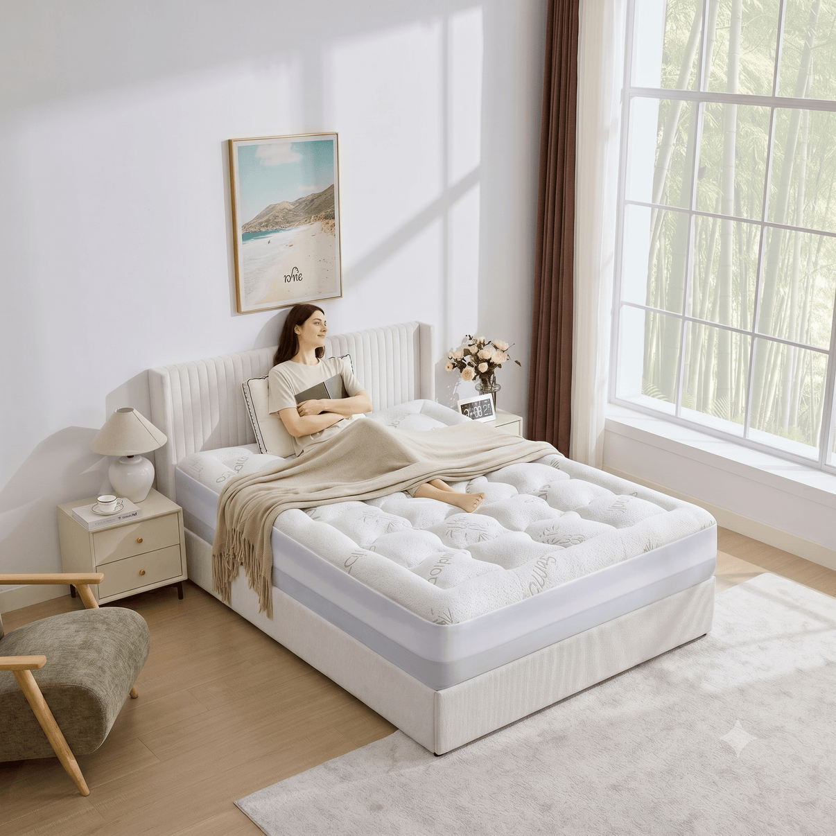  - sinweek.com 4 Inch Dual Layer Bamboo Mattress Topper - 2'' Gel Memory Foam and 2'' Pillow Top Pad