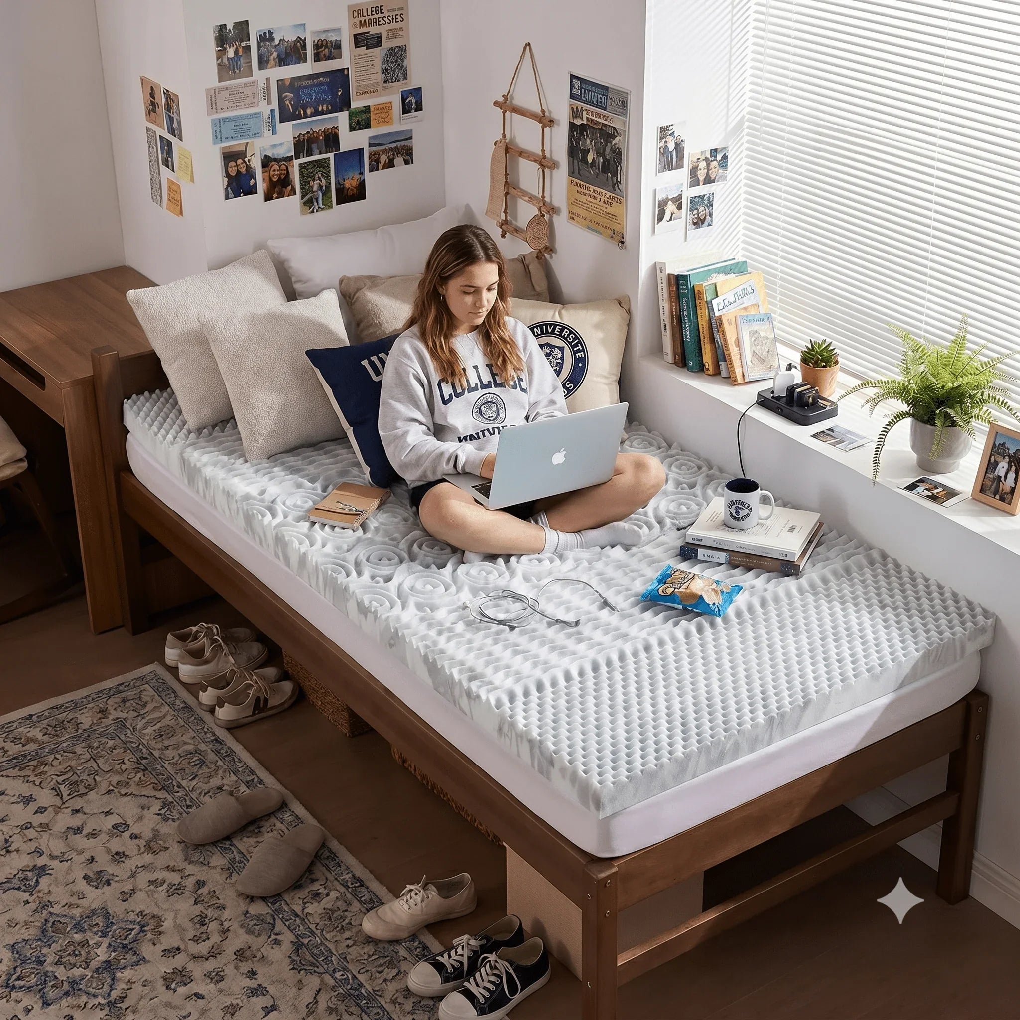 SINWEEK 5 - Zone Memory Foam Mattress Topper for Targeted Pressure Relief