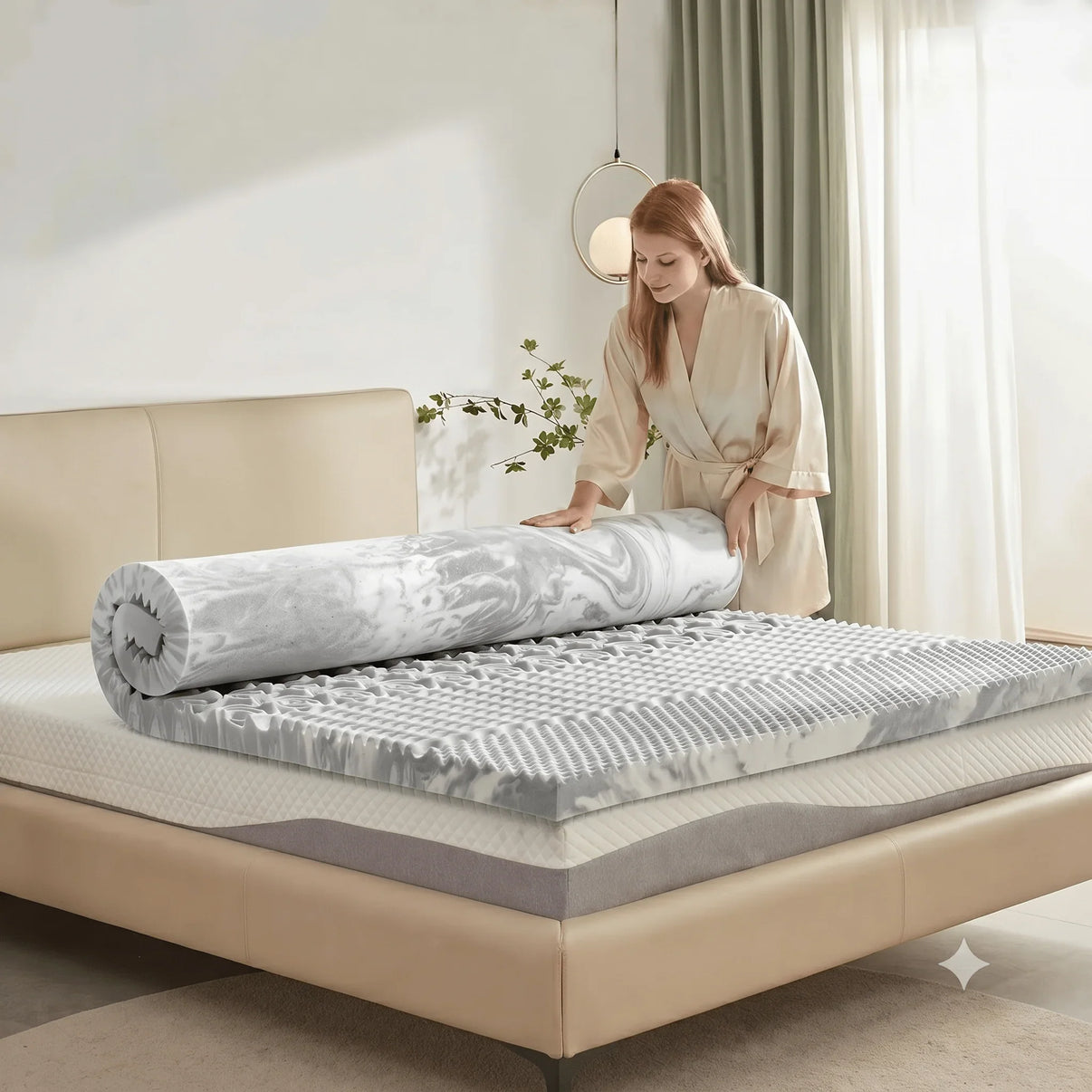 SINWEEK 5 - Zone Memory Foam Mattress Topper for Targeted Pressure Relief