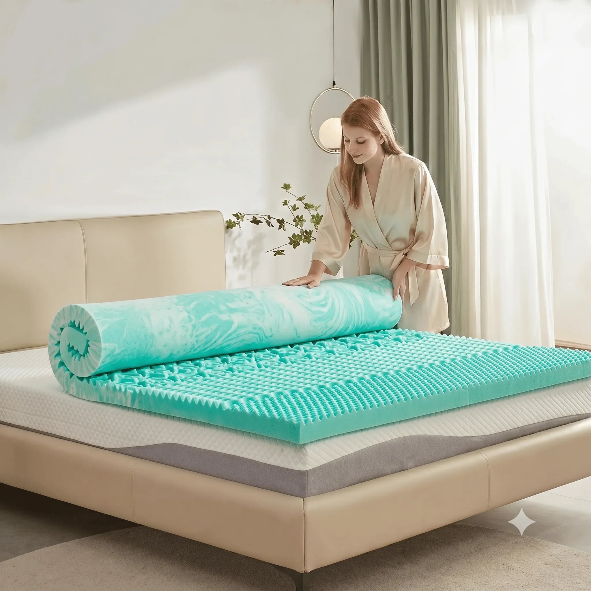 SINWEEK 5 - Zone Memory Foam Mattress Topper for Targeted Pressure Relief